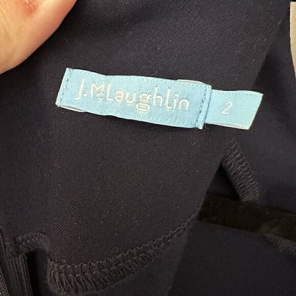 J McLaughlin Short Sleeve Mini Dress Women's Back Zip Navy Blue Size 2 - Picture 4 of 5